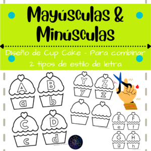 Mayúsculas y minúsculas juego de cupcakes