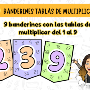 BANDERINES DECORATIVOS: TABLAS DE MULTIPLICAR