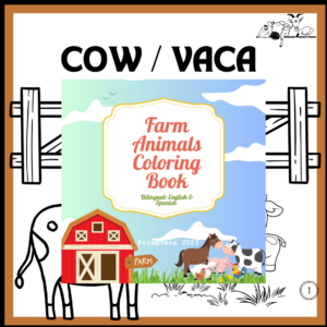 Libro para colorear "Animales de la Granja" en inglés y español.