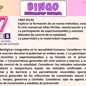 Bingo Sexualidad Humana