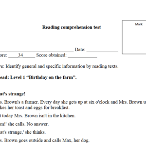 Reading Test A2 (5th to 6th grade)