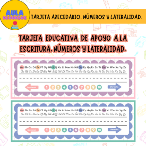 TARJETA EDUCATIVA ABECEDARIO, NÚMEROS Y LATERALIDAD