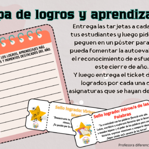 Mapa de logros y tickets de sellos logrados cierre de año