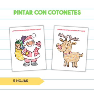 Pintar con cotonetes (hisopos) de Navidad - PDF Imprimible