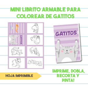 Mini Libro Para Colorear Armable de Gatitos