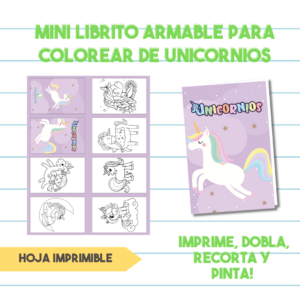 Mini Libro Para Colorear Armable de Unicornios