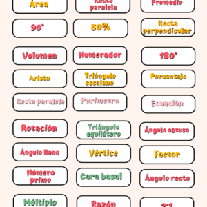 Bingo de contenidos matemáticos