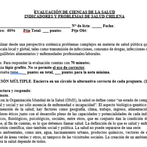Ev. Cs INDICADORES Y PROBLEMAS DE SALUD