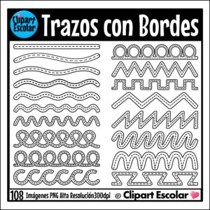Trazos Básicos con Bordes Clipart Escolar