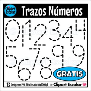GRATIS Trazos Números 0 al 9 Clipart Escolar
