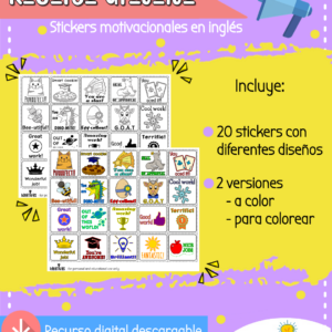 Stickers motivacionales en inglés - Reward Stickers in English