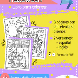 Libro para colorear de Halloween - Inglés y Español