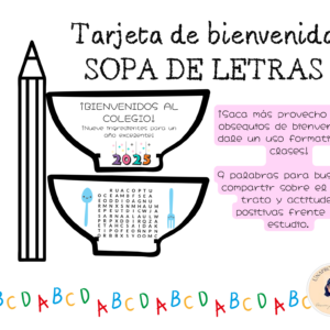 Tarjeta bienvenida Sopa de letras 2025