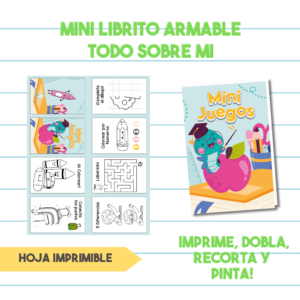 Mini Libro Para Colorear Armable Mini Juegos Primer Día de Clases