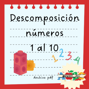 Tarjetas imprimibles de descomposición de números del 1 al 10