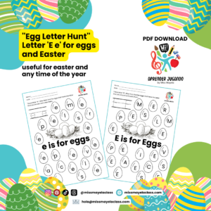 ''Egg Letter Hunt'' Letter 'E e' for eggs and Easter
