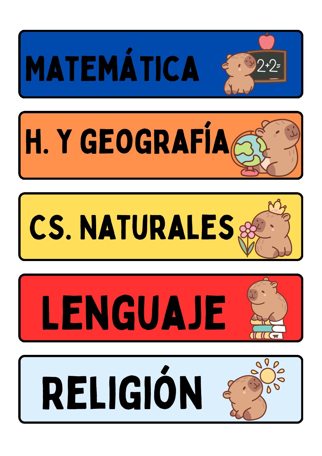 Etiquetas para cuaderno, libros, etc