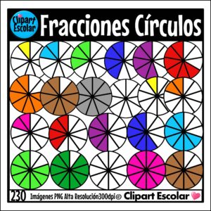 Fracciones Figura Círculo 9-10 Clipart Escolar