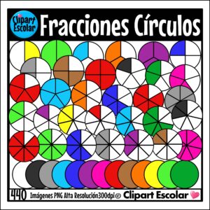 Fracciones Figura Círculo 1-8 Clipart Escolar