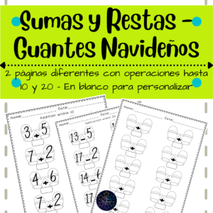 sumas y restas con resultado entre 10 y 20 | práctica de operaciones matemáticas | actividades, juegos | tema de navidad