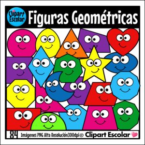 Figuras Geométricas 2D con Caras Clipart Escolar