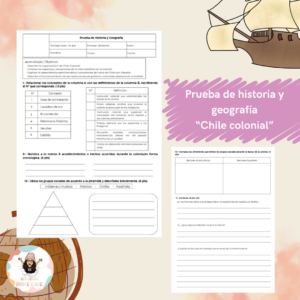 Prueba de historia y geografía "Chile colonial"