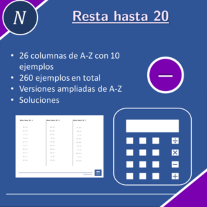 Resta hasta 20 | matemáticas | 26 columnas