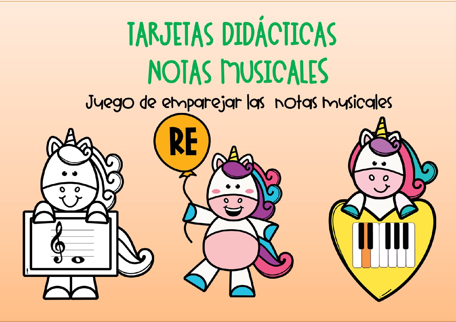Emparejar las notas musicales a color y B Y N
