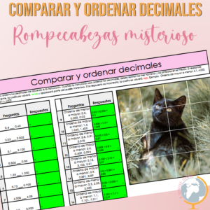 Comparar y ordenar decimales Rompecabezas Misterioso
