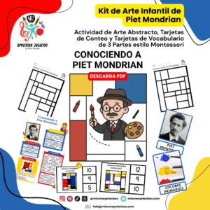 Kit de Arte de Piet Mondrian | Arte, vocabulario y conteo| art activity kit