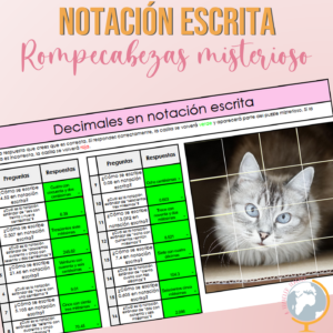 Decimales en notación escrita rompecabezas misterioso