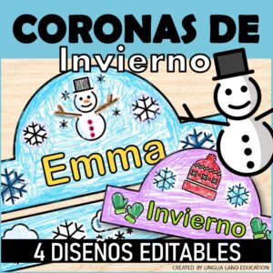 CORONAS PRIMER DIA DE INVIERNO CON NOMBRE - 4 DISEÑOS EDITABLES