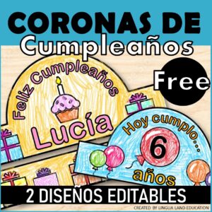 CORONAS DE PAPEL DE CUMPLEAÑOS - 2 DISEÑOS EDITABLES - PRE-K KINDER PRIMERO BÁSICO