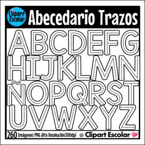 Trazos Abecedario con y sin Flechas Clipart Escolar