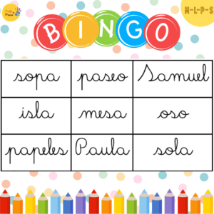 Bingo de consonantes L, M, P y S - MANUSCRITA