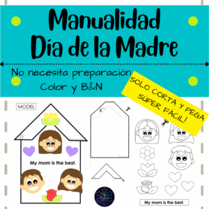 Manualidad para el Día de la Madre, ideal para preescolar. Sin preparación: imprimible, solo recorta y pega.