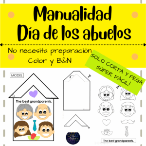 Manualidad para el Día de los Abuelos sin preparación, ideal para preescolar. Imprimible: solo recorta y pega.