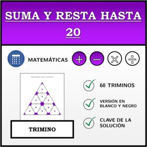 Trimino | Suma y resta hasta 20 | Actividad Matemática