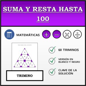Trimino | Suma y resta hasta 100 | Actividad Matemática