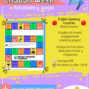 English-Speaking Countries Board Game - English Week Activities and Games