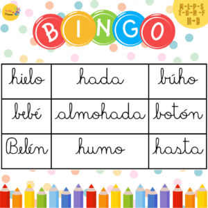 Bingo de consonantes L, M, P, S, T, D, N, F, H y B – MANUSCRITA