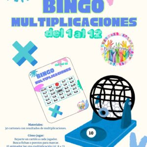 Bingo de multiplicaciones con tablas del 1 al 12