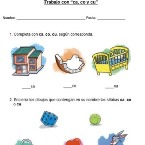 Guía "Ca, co, cu" primero y segundo año básico.